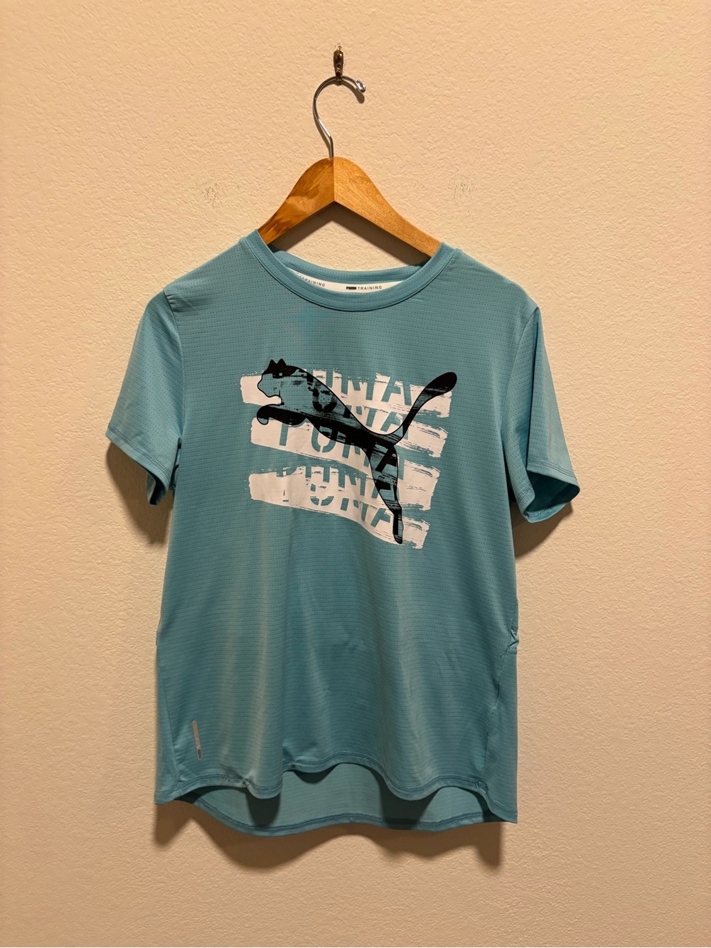 Women’s Puma Jersey Mesh Short Sleeve Graphic Logo Tee - Teal drycell